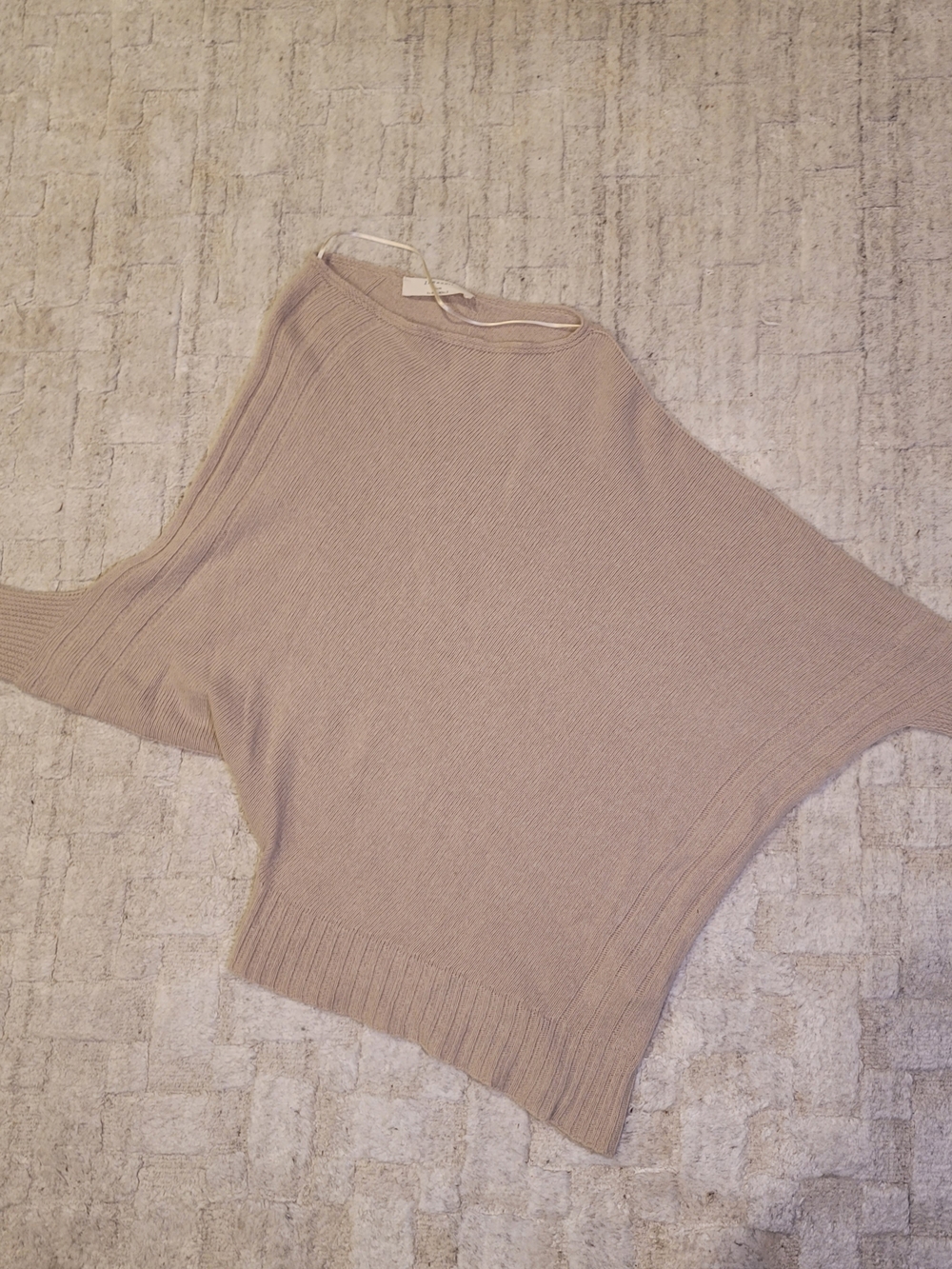 ZARAKNIT Asymmetrical Sweater Off Shoulder Beige Made in Italy Women's Size M